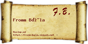 Fromm Béla névjegykártya